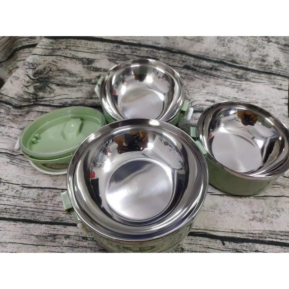 Hộp Đựng Cơm Cặp Lồng Cơm Giữ Nhiệt Lúa Mạch Ruột Inox 4 Tầng