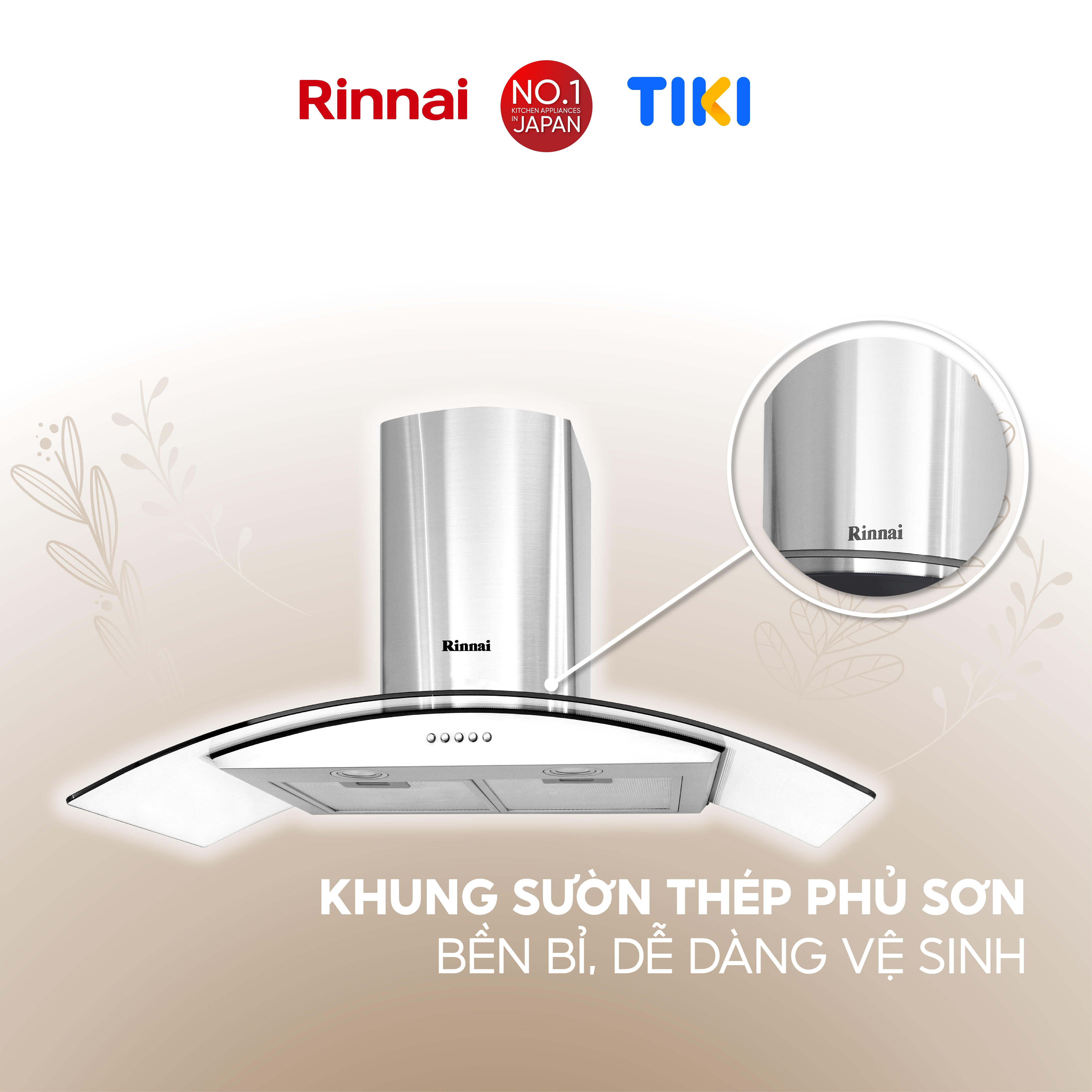 Máy hút mùi 90cm Rinnai RH-C139-GC than hoạt tính và ống thoát