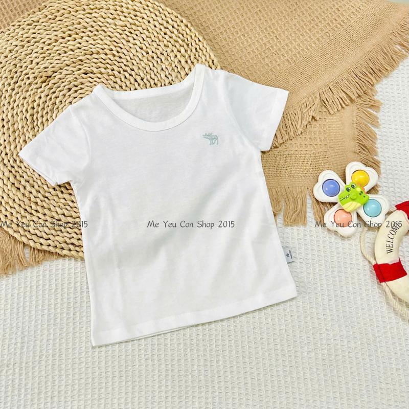 [7-25kg] Áo ngắn tay cổ tròn chất cotton mềm, thấm hút mồ hôi tốt cho bé trai/ bé gái - Miatop (hình thêu ngẫu nhiên) - S9 (21-23kg)