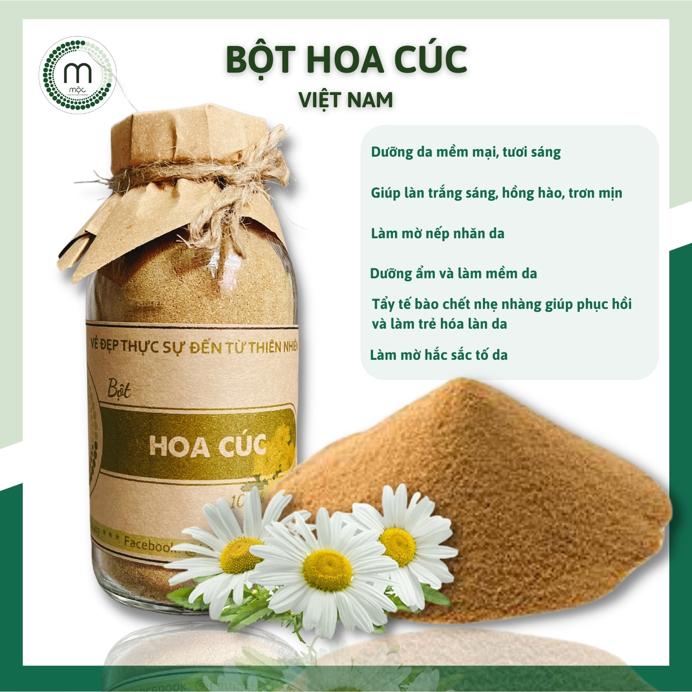 Bột Hoa Cúc Vàng thiên nhiên đắp mặt nạ nguyên chất 100ml