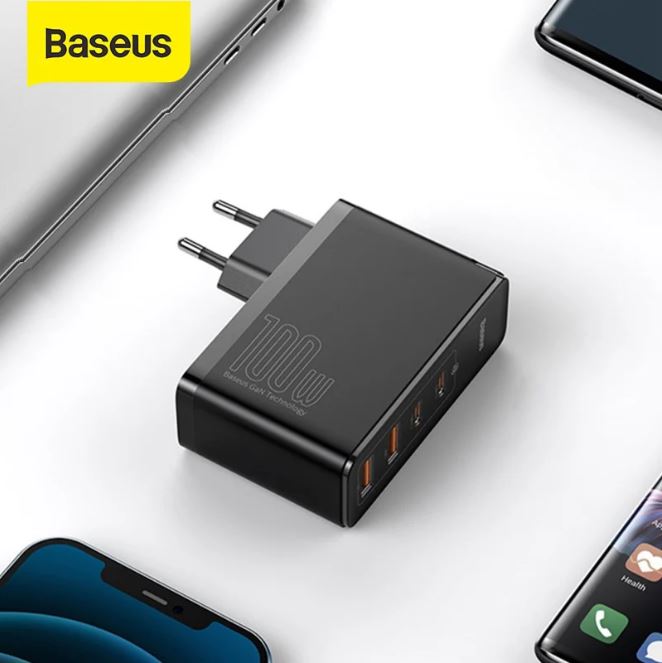 Bộ sạc nhanh Baseus GaN2 Pro Quick Charger 4 Ports (100W, Type C*2 & USB*2, PD/ QC3.0/ QC4+/ PPS/ SCP/ FCP/ AFC/ Apple 2.41/ BC1.2, Multi Quick charge protocol support) - Hàng Chính Hãng