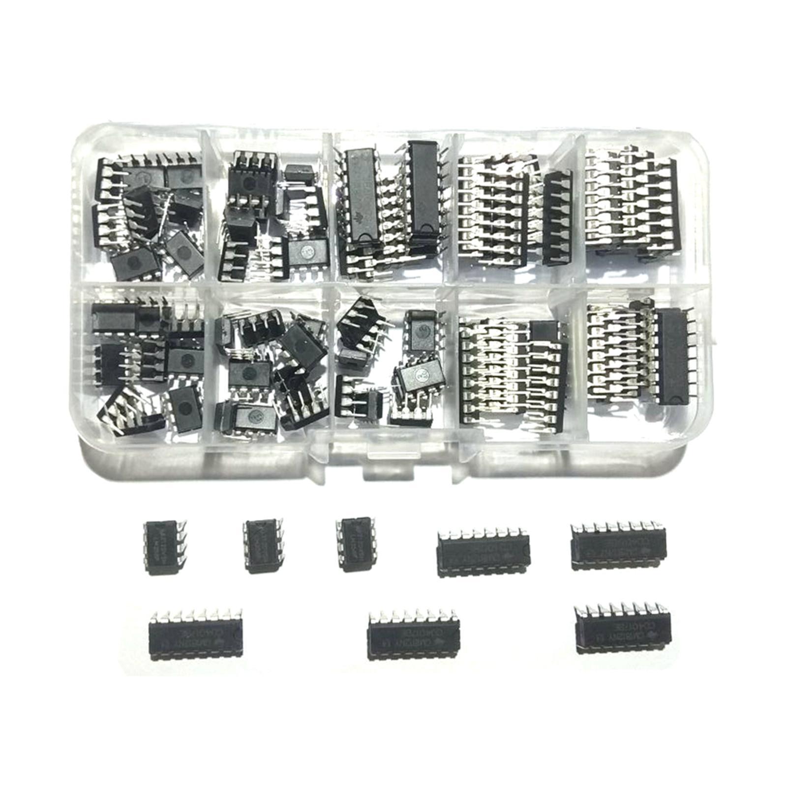 100Pcs 10 Values IC Assortment Kit Easy to Storage Practical Accessories