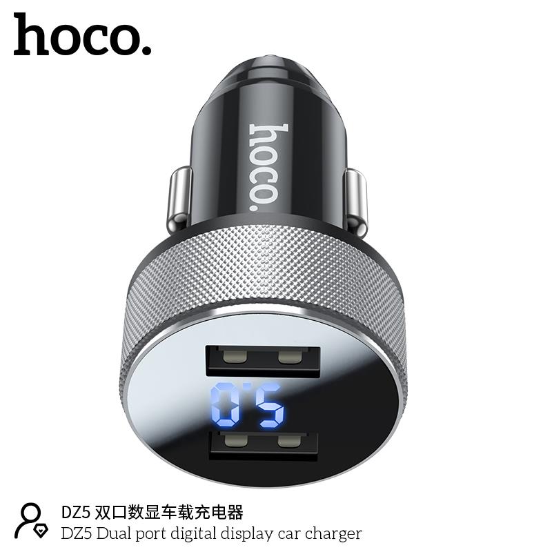 Tẩu sạc oto xe hơi Hoco DF5 2 cổng sạc usb - cốc sạc nhanh trên ô tô cao cấp - hàng chính hãng