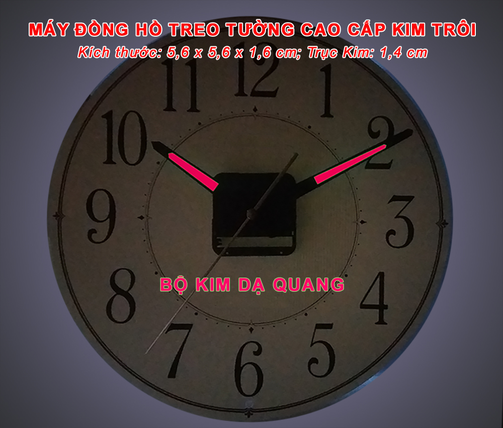 Máy Đồng Hồ Treo Tường Kim Trôi Eastar Độ Chính Xác Cao – Bộ Kim Đao thân Kim màu Đen có Dạ Quang màu Hồng – Kèm theo Pin Maxell