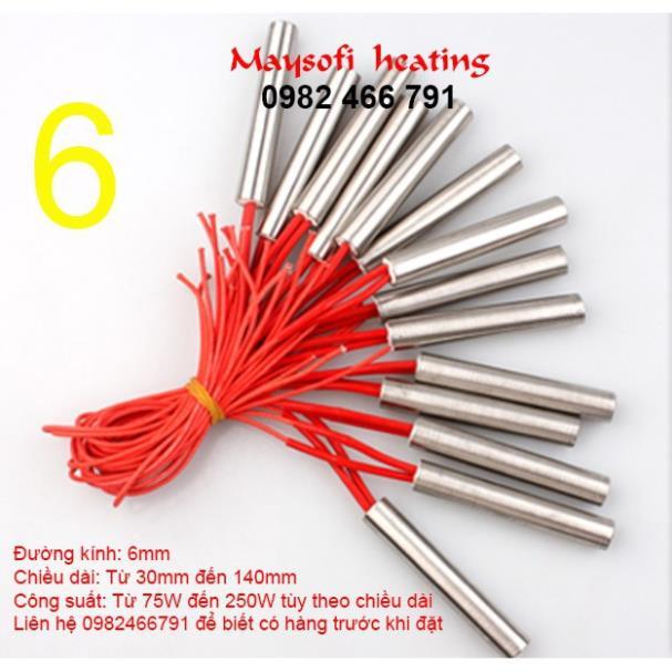 Phi6_ Điện trở ra một đầu, thanh nhiệt sấy khuôn, que gia nhiệt, ti nhiệt, thanh nhiệt đốt nóng