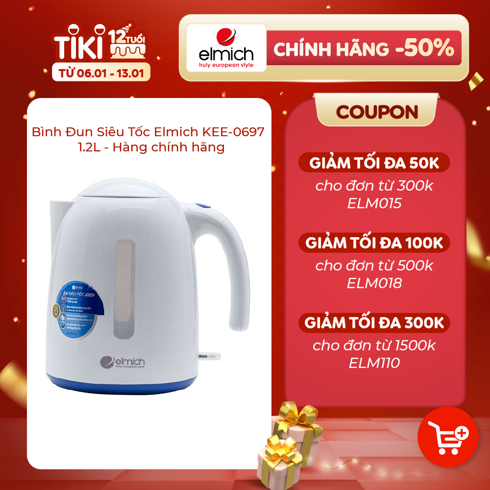 Bình Đun Siêu Tốc Elmich KEE-0697 - 1.2L - Hàng chính hãng