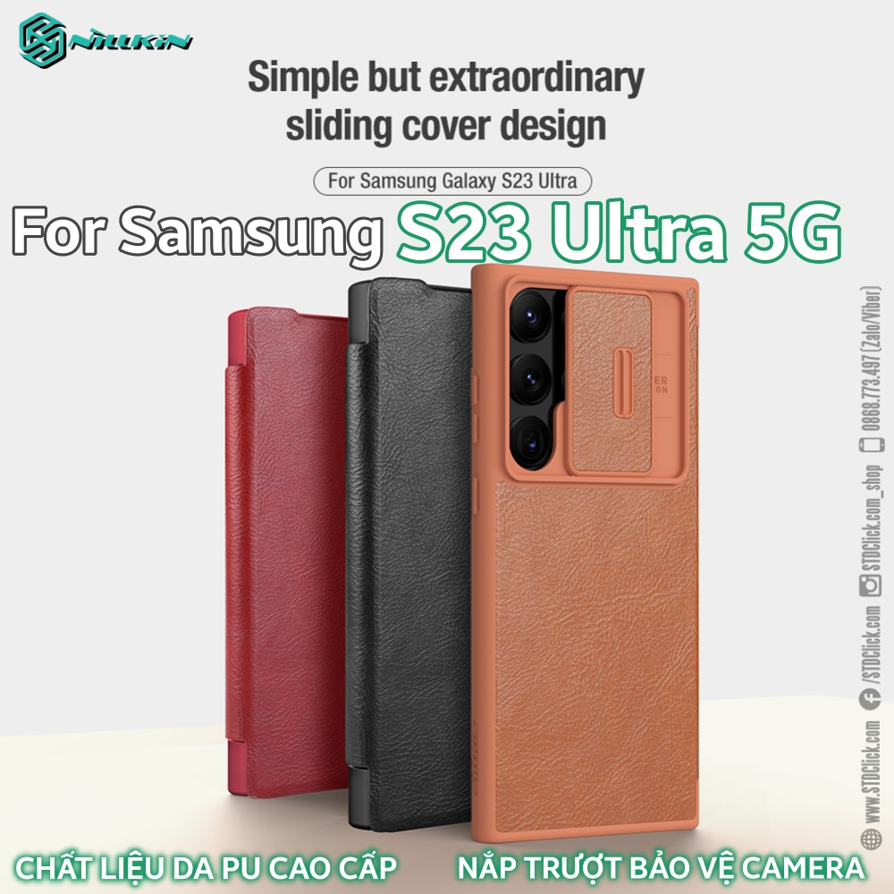 BAO DA DÀNH CHO ĐIỆN THOẠI SAMSUNG GALAXY S23 ULTRA 5G NILLKIN QIN PRO BẢO VỆ CAMERA