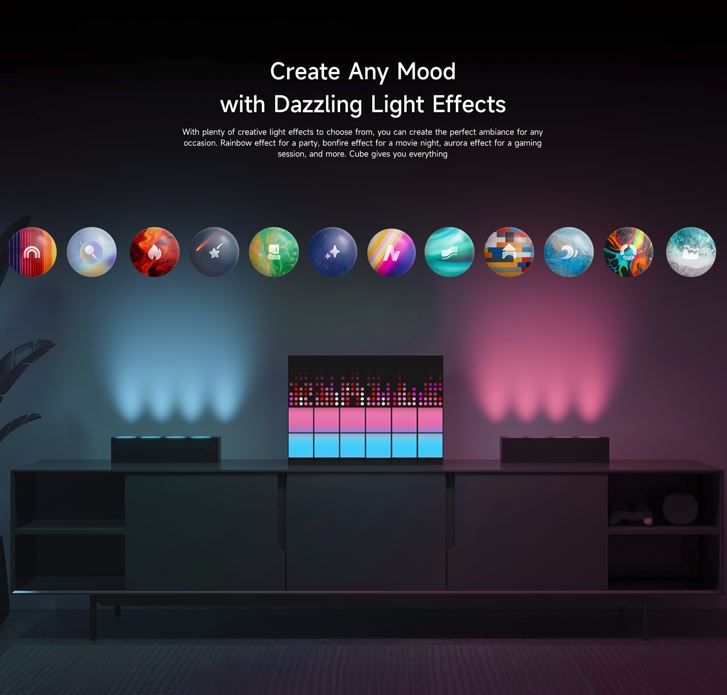 Đèn Yeelight Cube trang trí đa năng thông minh, nhiều hiệu ứng ánh sáng, gamesync, musicsyne, hỗ trợ matter/homekit