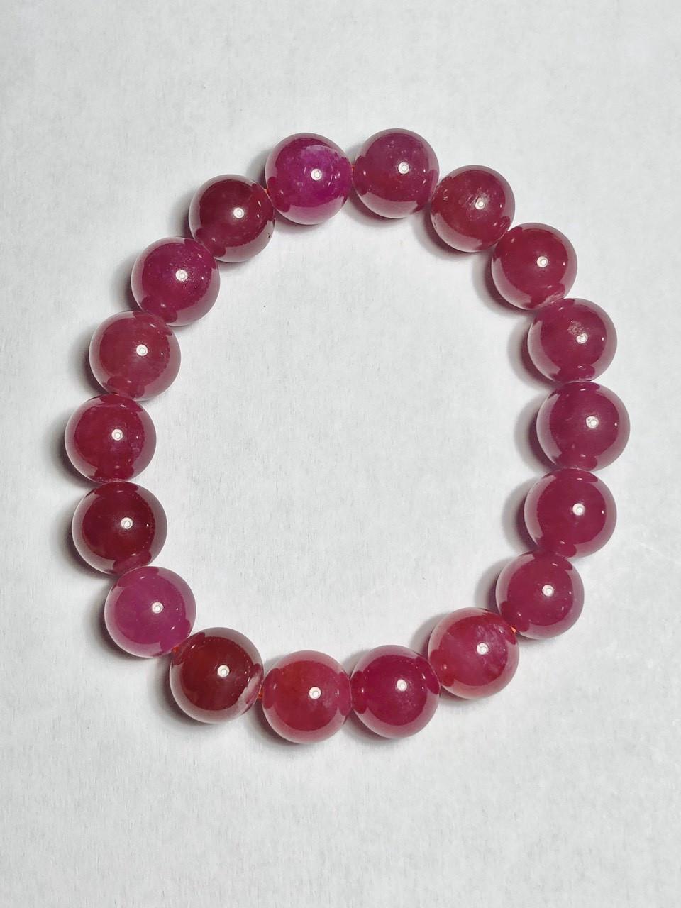 Vòng Tay Đá Ruby Thiên Nhiên 10.8mm tặng kèm giấy kiểm định