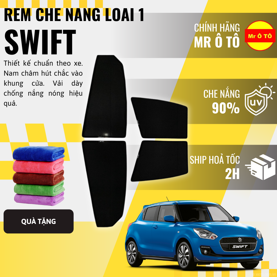 Rèm Che Nắng Xe Suzuki Swift Loại 1 Mr Ô TÔ Bảo Hành 24 tháng Cam Kết Chuẩn Khít Theo Xe