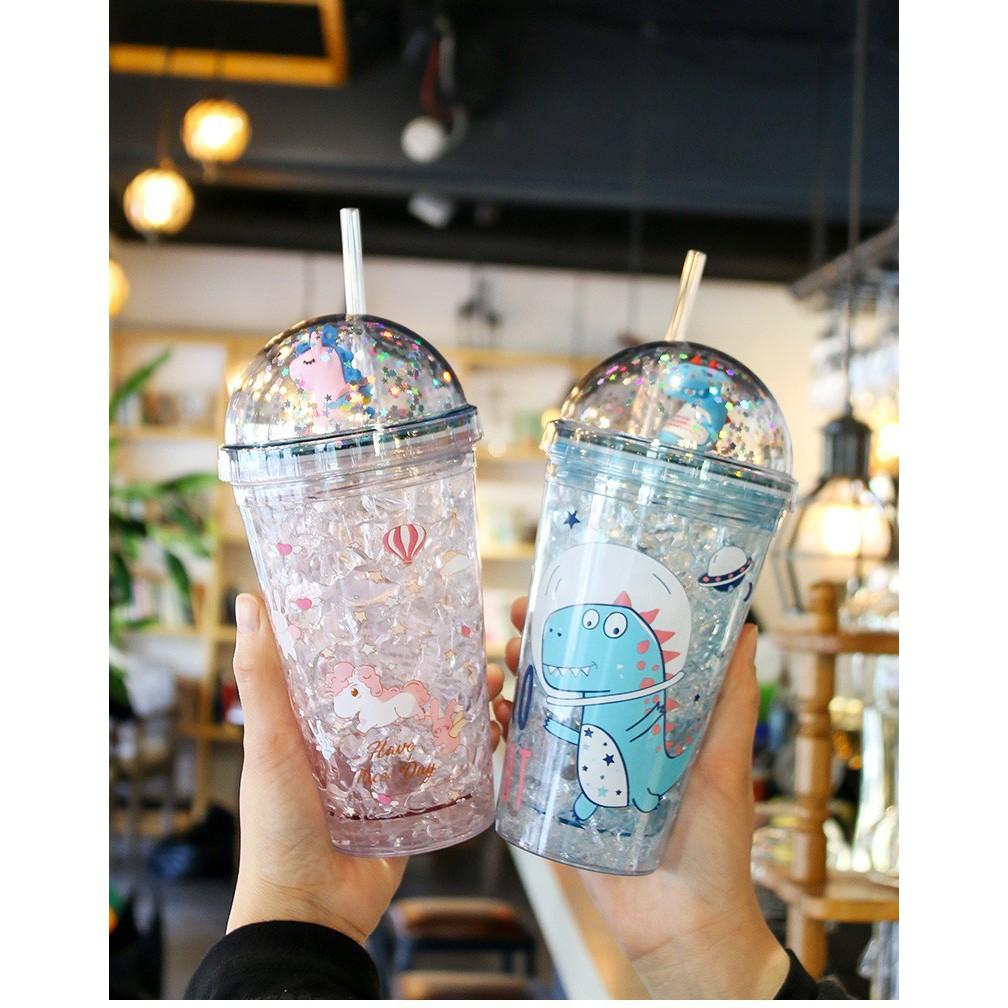 LY GIỮ NHIỆT NHŨ KIM TUYẾN 3D HÌNH KHỦNG LONG , CHUỘT CON, MÈO.. CỰC CUTE - CỐC PHA LÊ HAI LỚP CÁCH NHIỆT CÓ TẶNG KÈM ỐN