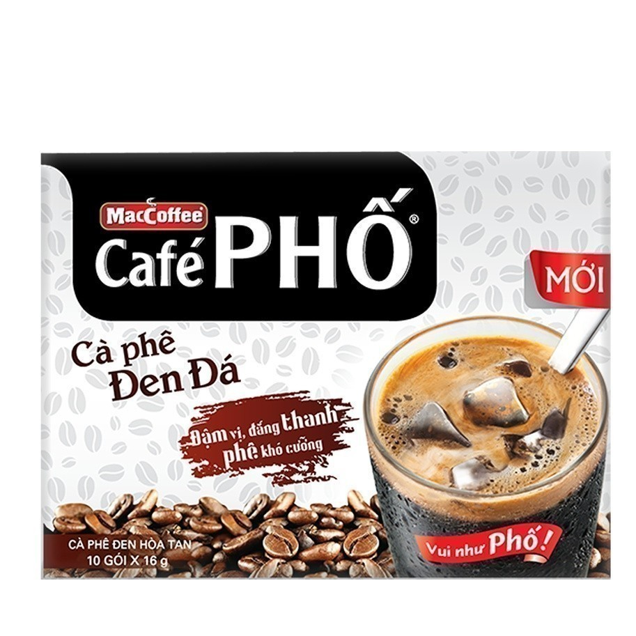 Cà phê Phố Đen Đá - Maccoffee (hộp 10 gói x 16g)