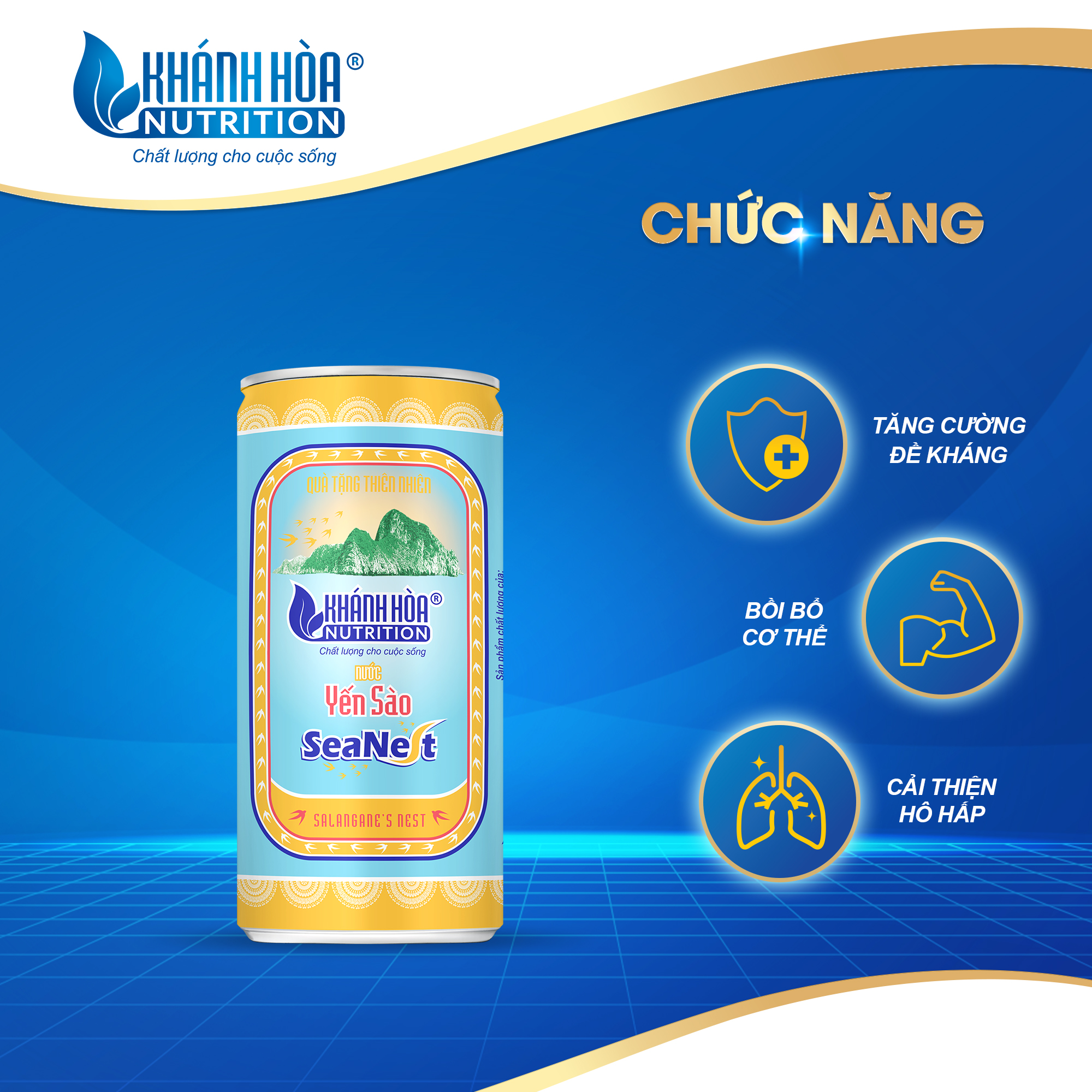 Lốc Nước Yến Sào Cao Cấp 3% - Khánh Hòa Nutrition - Lốc 6 Lon x ML