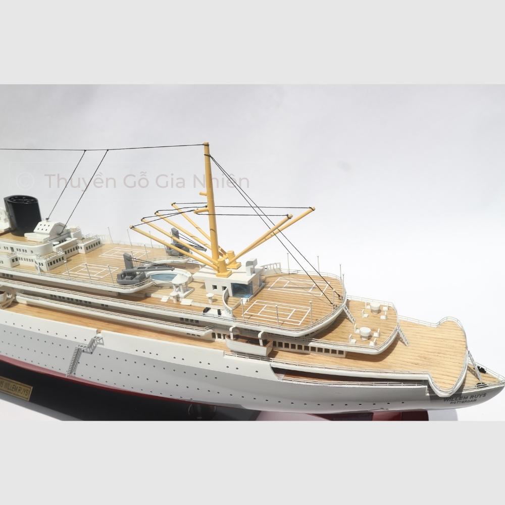 Mô Hình Thuyền Gỗ Trang Trí Phong Thủy Dạng Thuyền Du Lịch MS WILLEM RUYS Chính Hãng, Hàng Xuất Khẩu Chất Lượng Cao