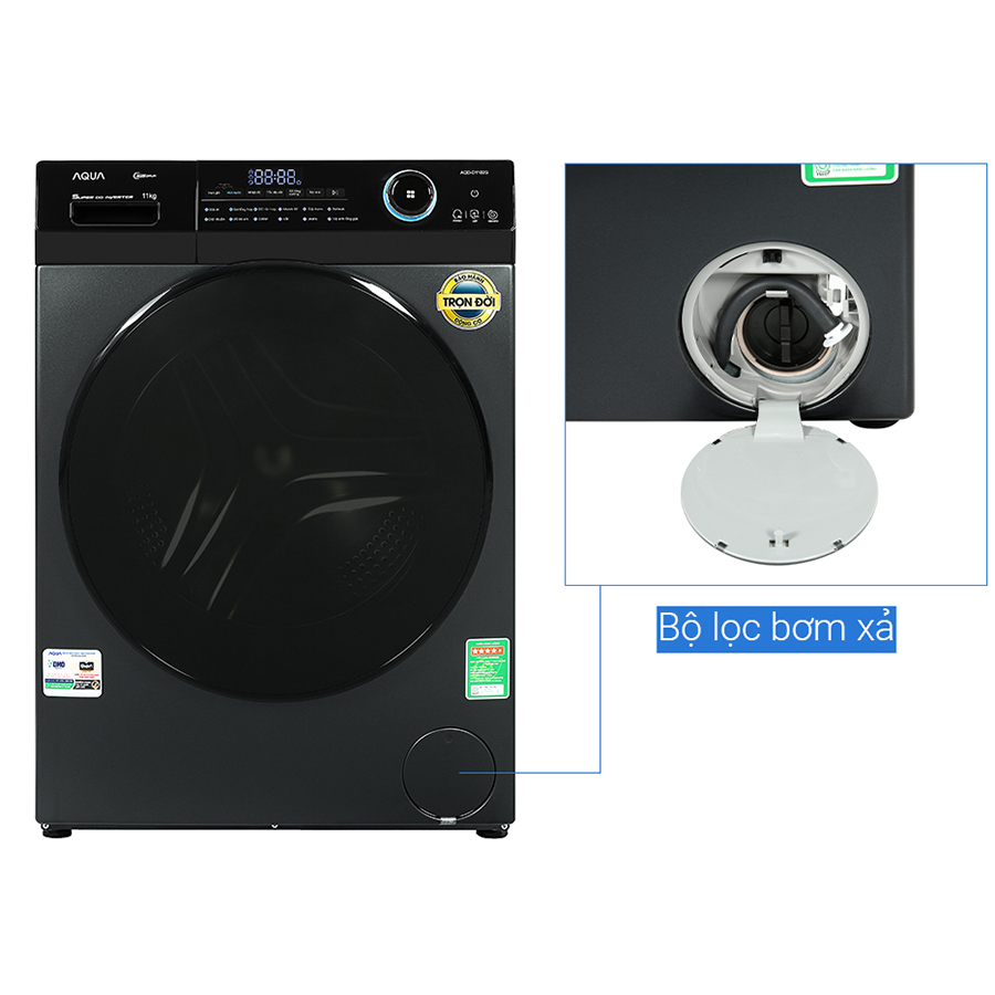Máy giặt Aqua Inverter 11kg AQD-D1102G.BK - Chỉ giao HCM