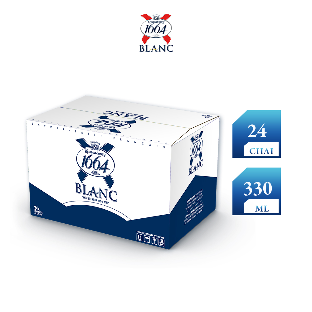 Nồng độ cồn 5% - Thùng 24 Chai bia Kronenbourg 1664 Blanc 330ml