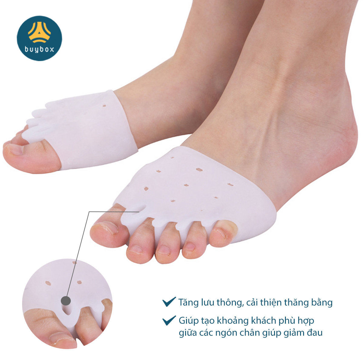 Combo 2 cặp dụng cụ chỉnh hình ngón chân cái bị vẹo Hallux Valgus chất liệu nhựa PC, vớ siliconesilicone tổ ong - Buybox