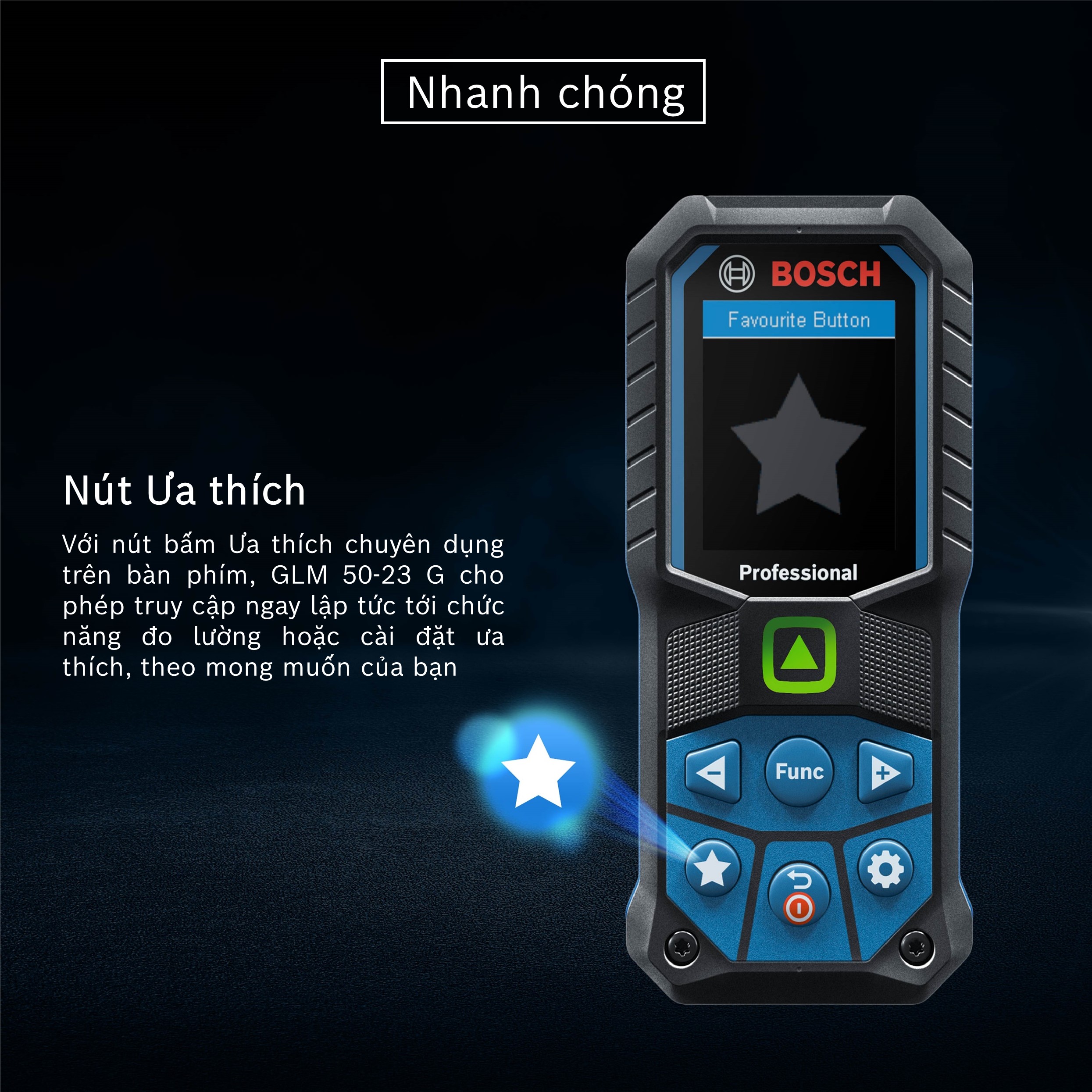 Máy đo khoảng cách Bosch laser xanh GLM 50-23 G