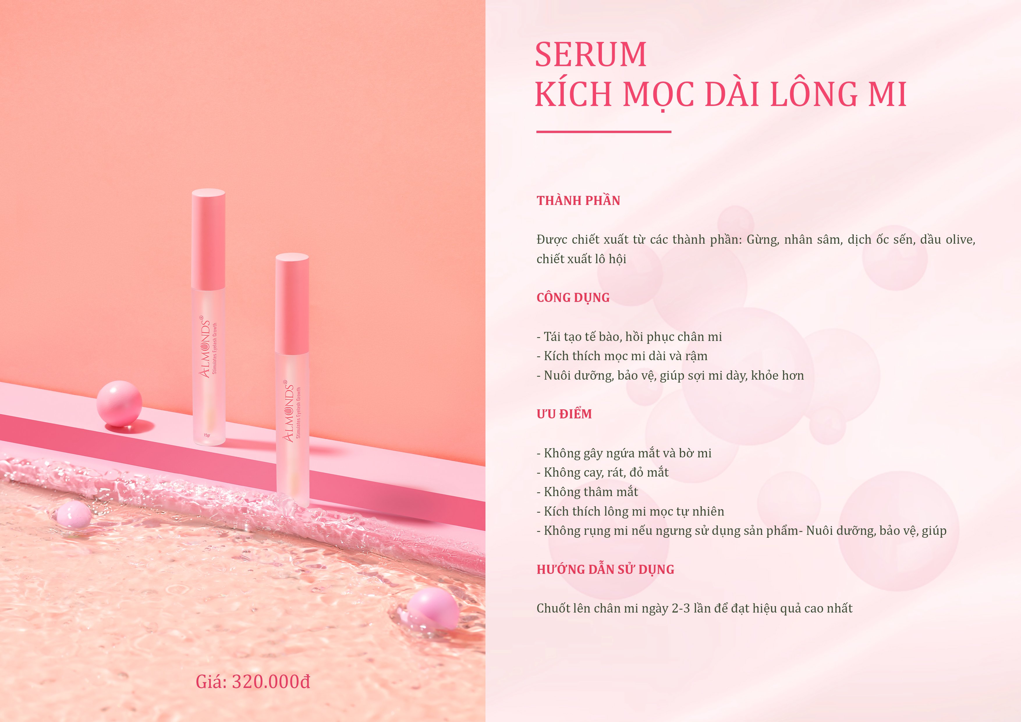 Serum dưỡng và kích mọc dài mi Almonds