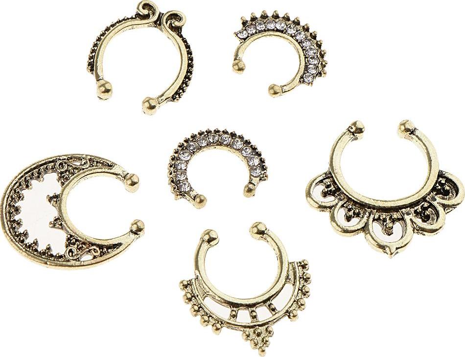 21 Pieces Crystal Fake Septum Clicker Nose Ring Non-piercing Assorted Shape Illusion Piercing Nose Ring Loop