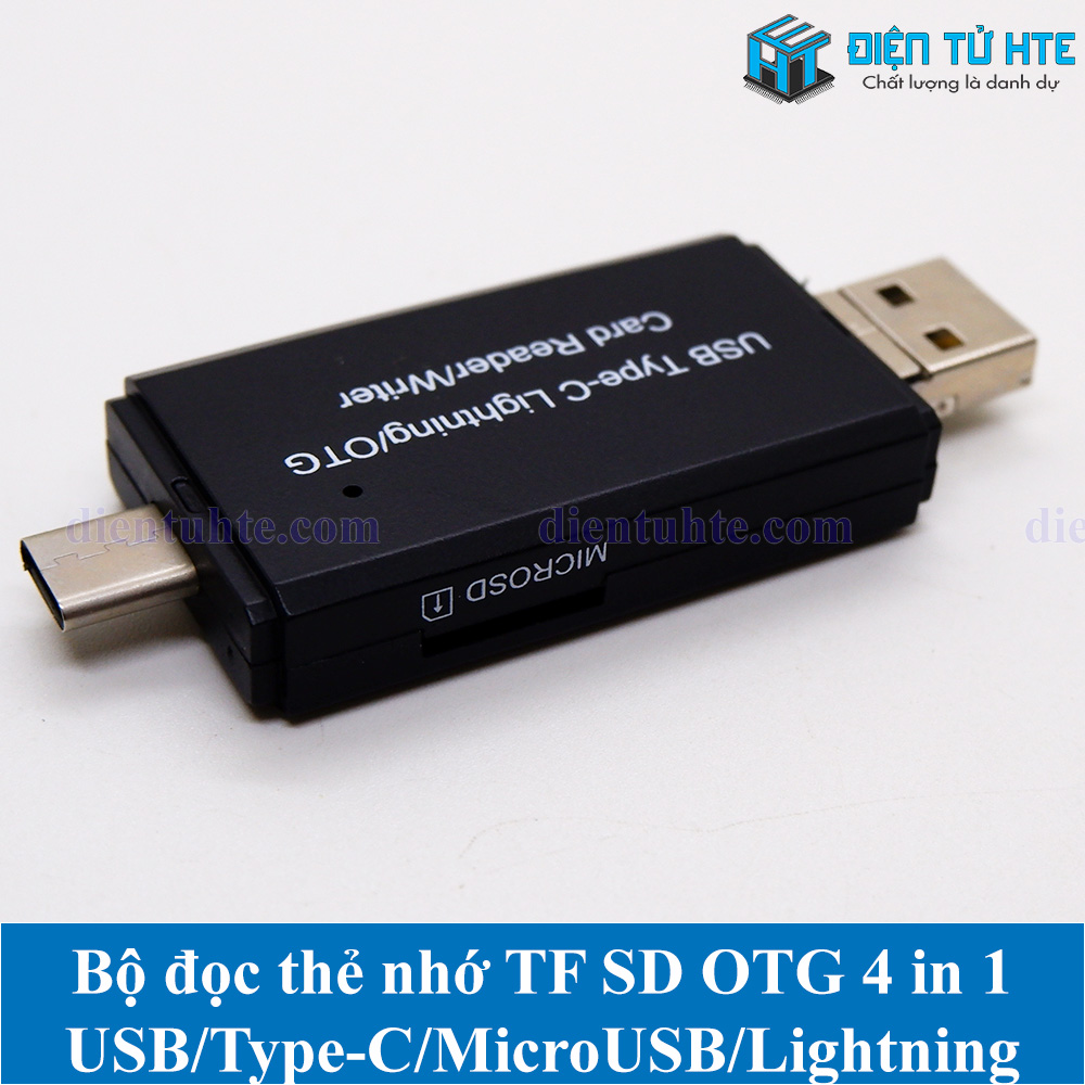 Bộ đọc thẻ nhớ TF SD OTG 4 in 1 USB/Type-C/MicroUSB/LN YC-350