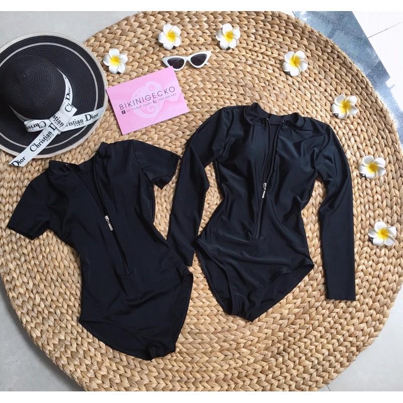 Bikini body suit đen khoá kéo (ảnh thật)