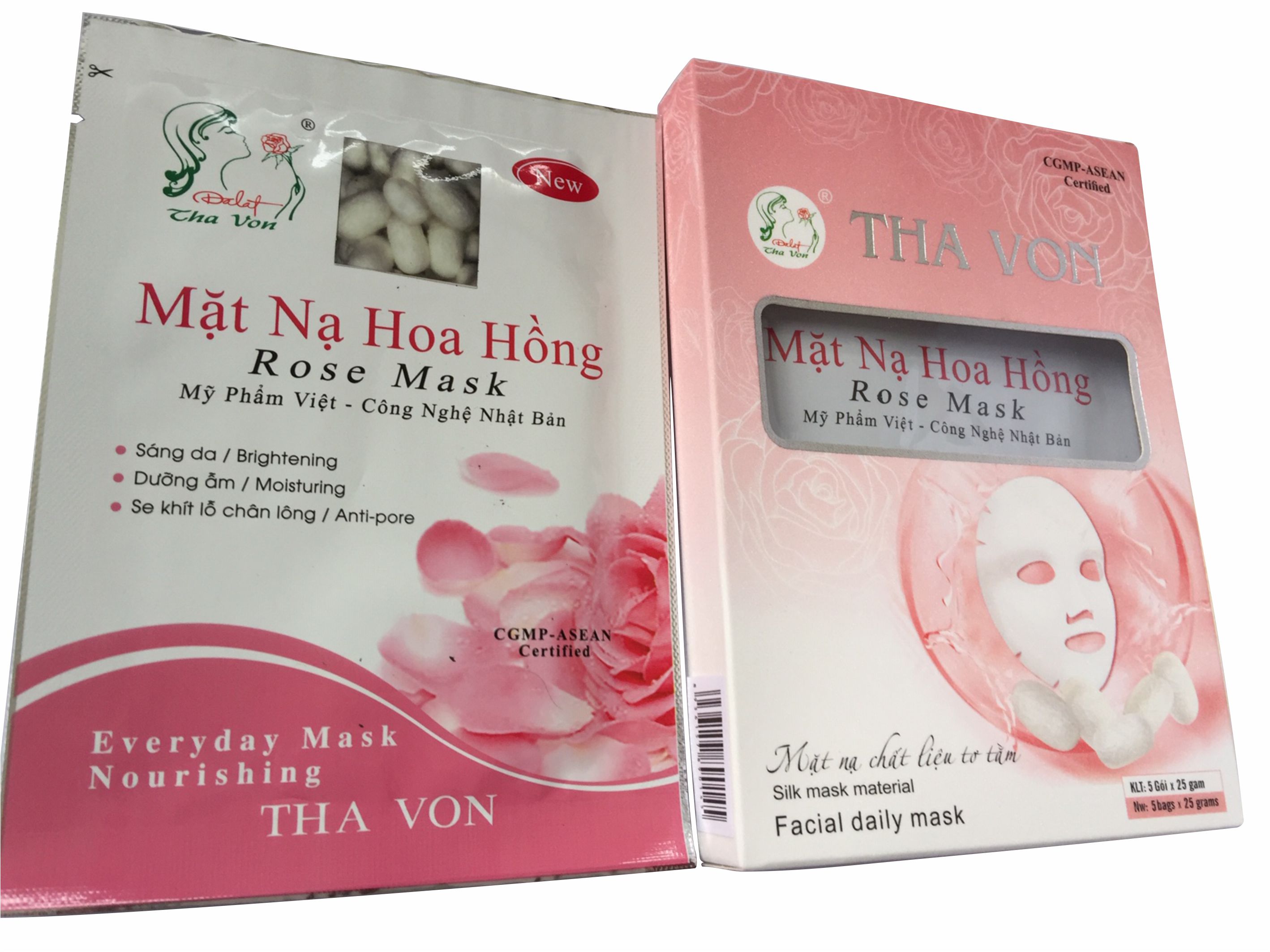 Mặt Nạ Hoa Hồng hộp 5 gói chất liệu lụa