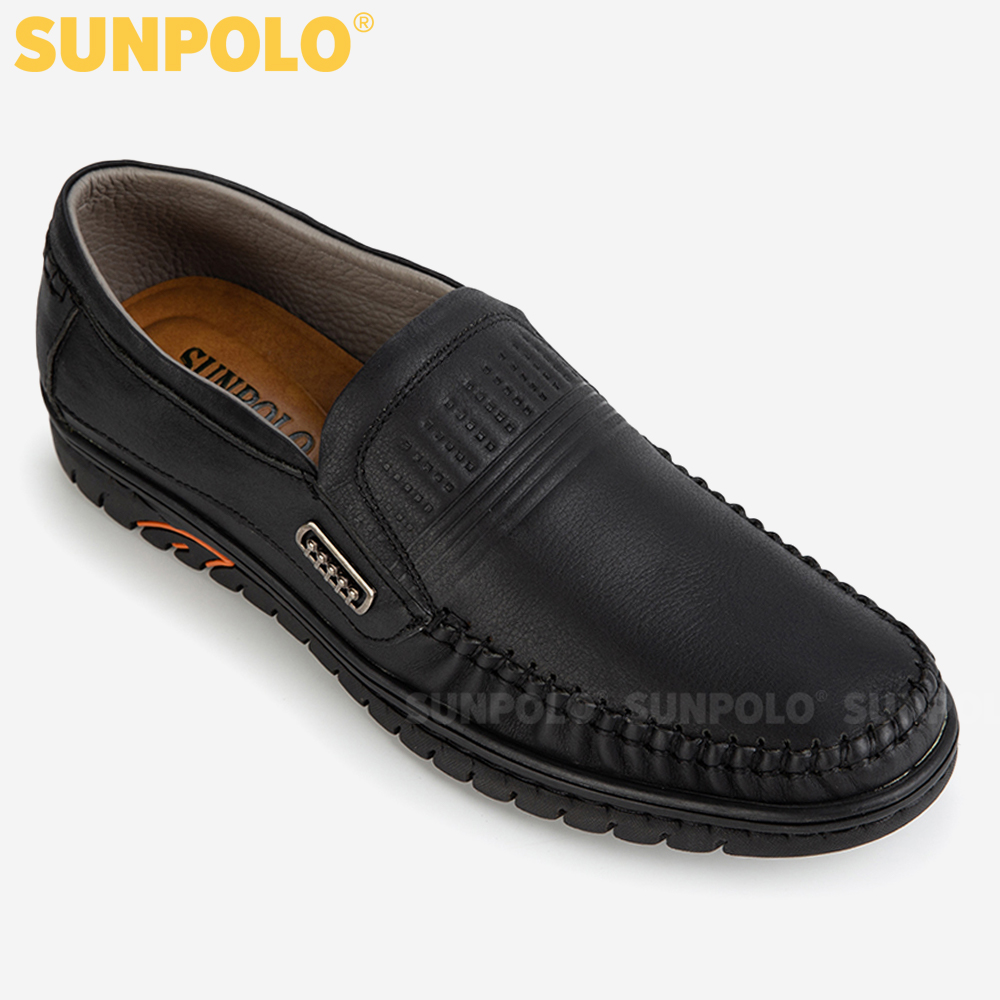 Giày Mọi Nam Da Bò Sunpolo Su3028D - Đen Size 40