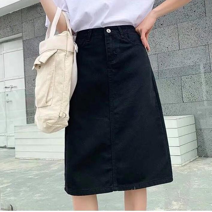 Váy cạp cao dài qua gối phong cách