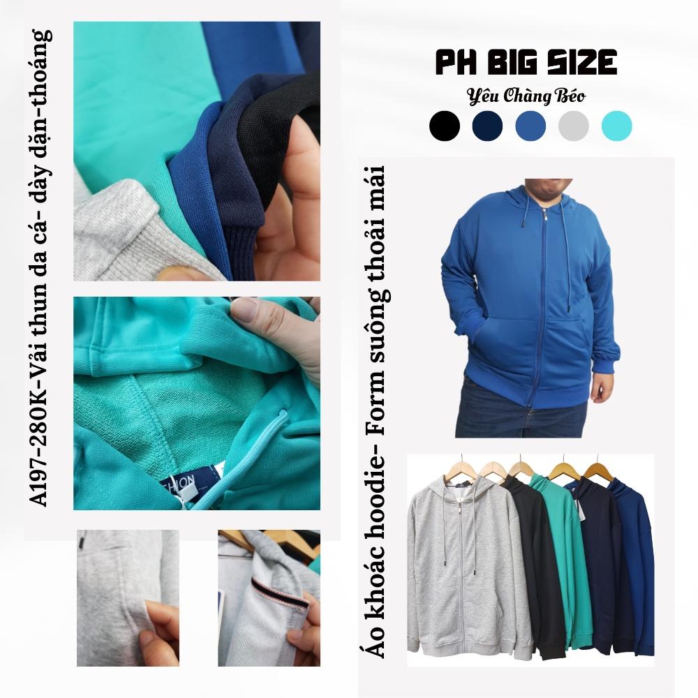 Áo khoác Bigsize 80kg - 125kg | Áo khoác hoodie ngoại cỡ | A197