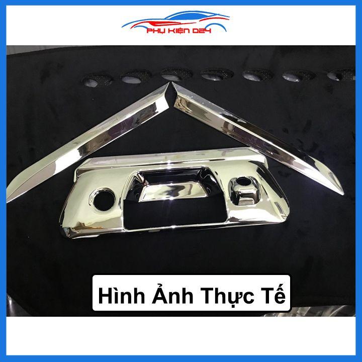 Ốp tay mở cốp Navara 2015-2016-2017-2018-2019-2020-2021 ha màu đen mạ crom trang trí xe chống va đập hiệu quả