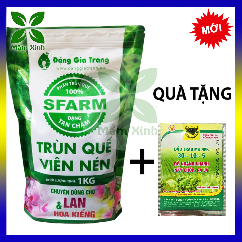 Phân Trùn Quế Viên Nén Sfarm Cho Lan Cây Hoa Kiểng 1Kg