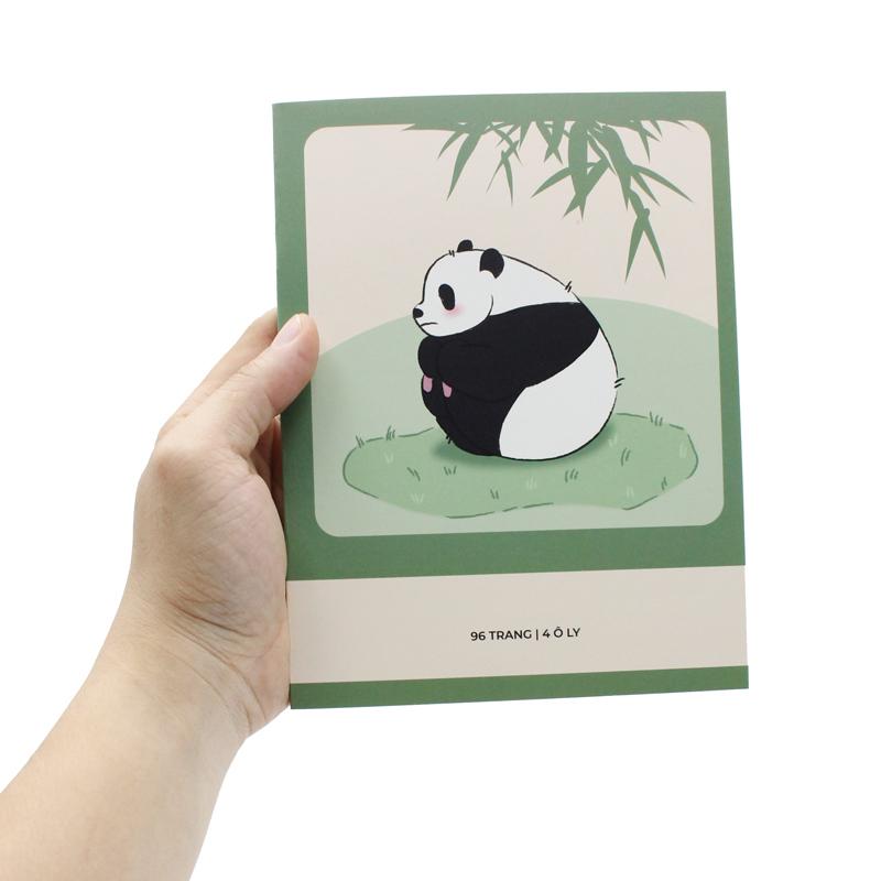 Combo 10 Tập Học Sinh Fluffy Panda - Miền Nam - 4 Ô Ly - 96 Trang 80gsm - The Sun 02 - Tặng Nhãn Vở Kèm Sticker