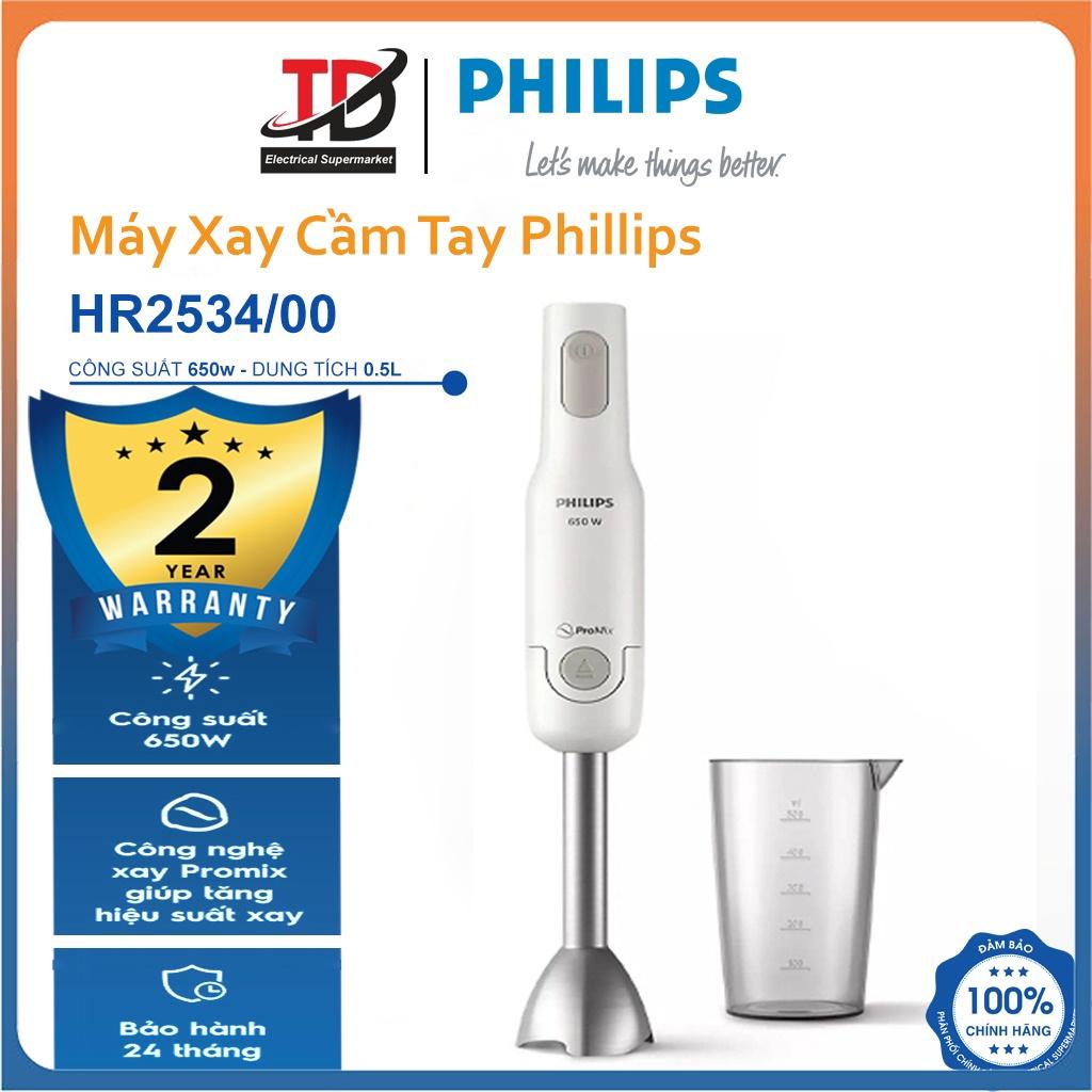 Máy Xay Sinh Tố Cầm Tay Philips Promix HR2534, 650W Thanh Kim Loại, Hàng Chính Hãng