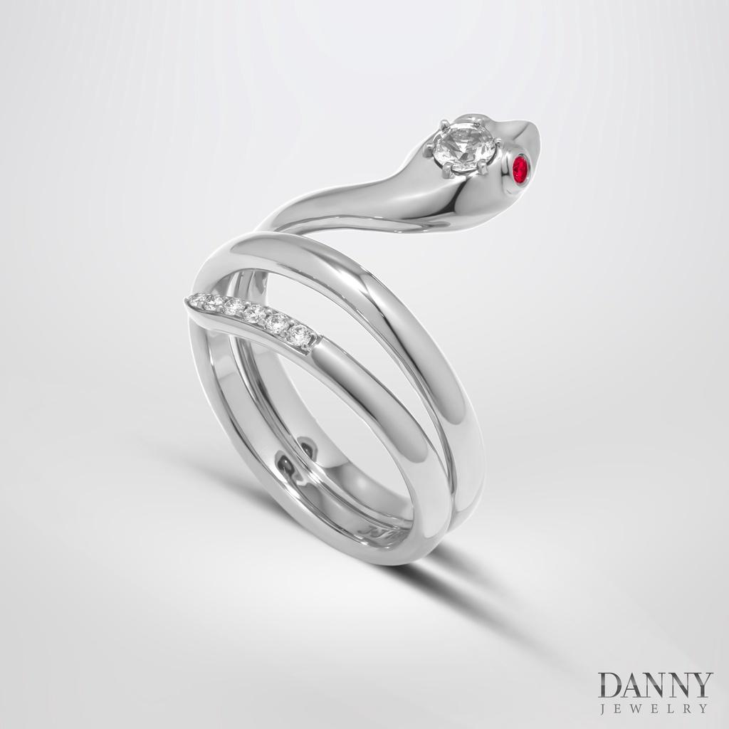 Nhẫn Nữ Danny Jewelry Bạc 925 Biểu Tượng Rắn Mắt Đá Màu Xi Rhodium N0053