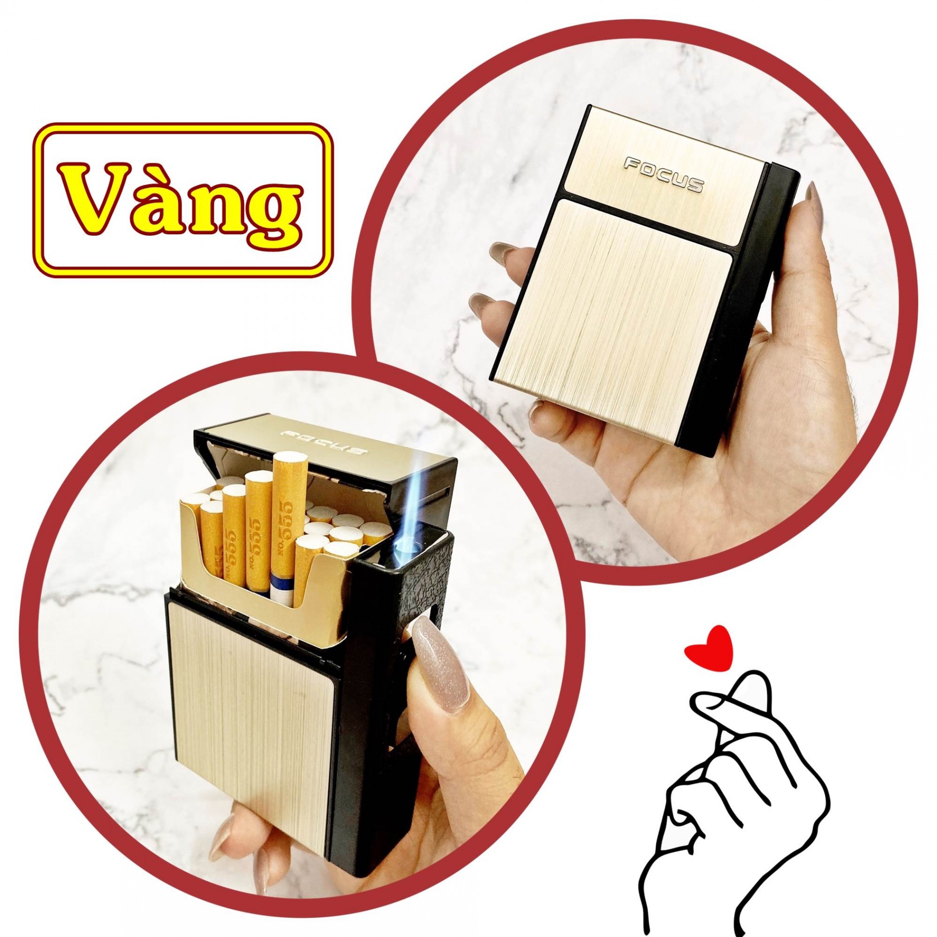 Hộp quẹt bật lửa khè - hộp thuốc focus 2in1 - có thể tháo rời -