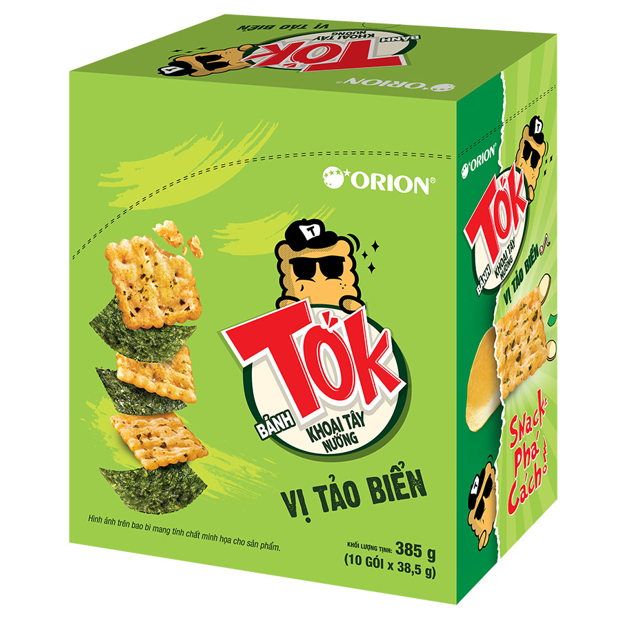 Bánh Khoai Tây Nướng Tok Vị Tảo Biển (Hộp 10 Gói x 36,5g)