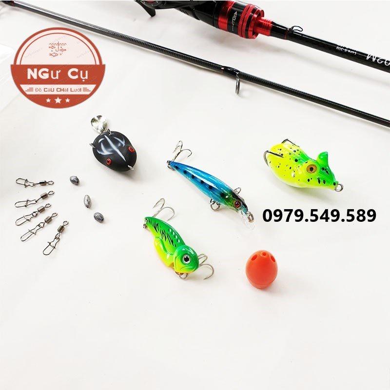 Bộ cần câu lure Máy ngang Rollfish 1.68m - 1.8m - 2.1m - 2.4m + Máy ngang + dây câu lure + bộ mồi như hình