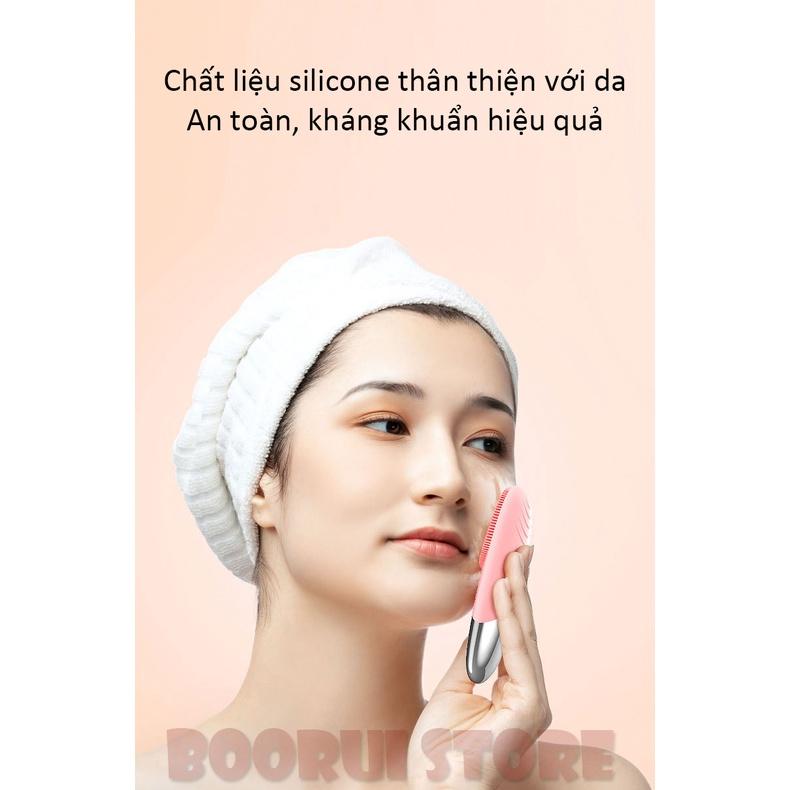 Máy rửa mặt sóng âm cầm tay 3 trong 1 BOORUI 03 : Rung 5 cấp độ massage, đẩy tinh chất, làm sạch sâu và trẻ hóa làn da