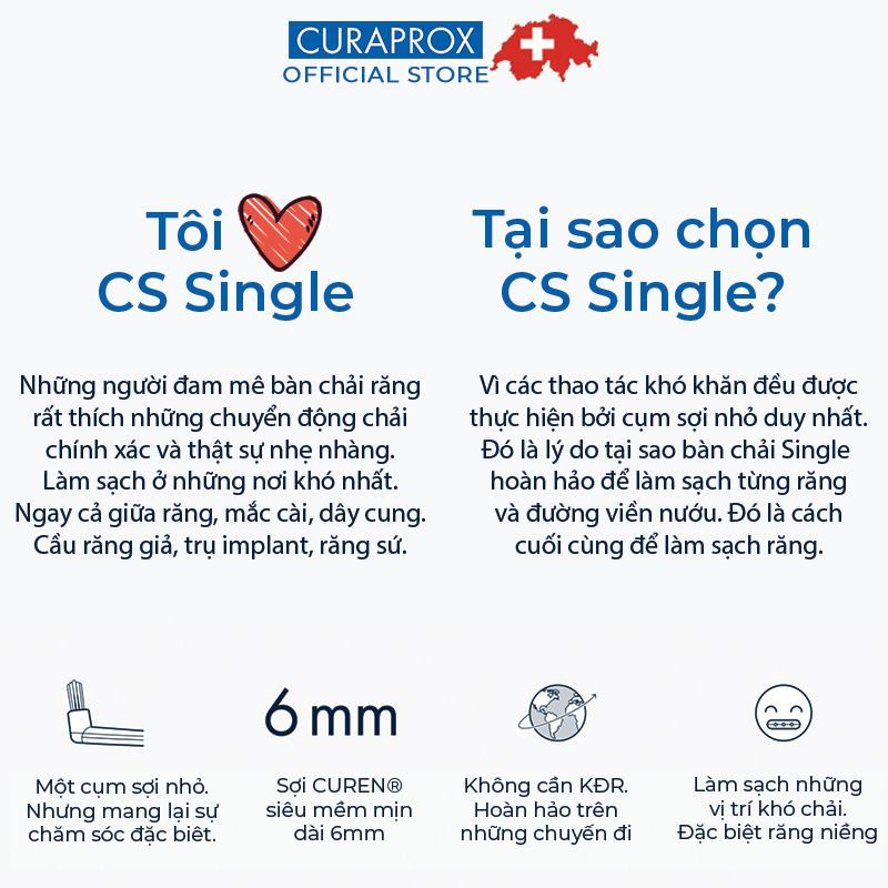 Bàn chải răng đầu nhỏ CURAPROX CS 1006 Single