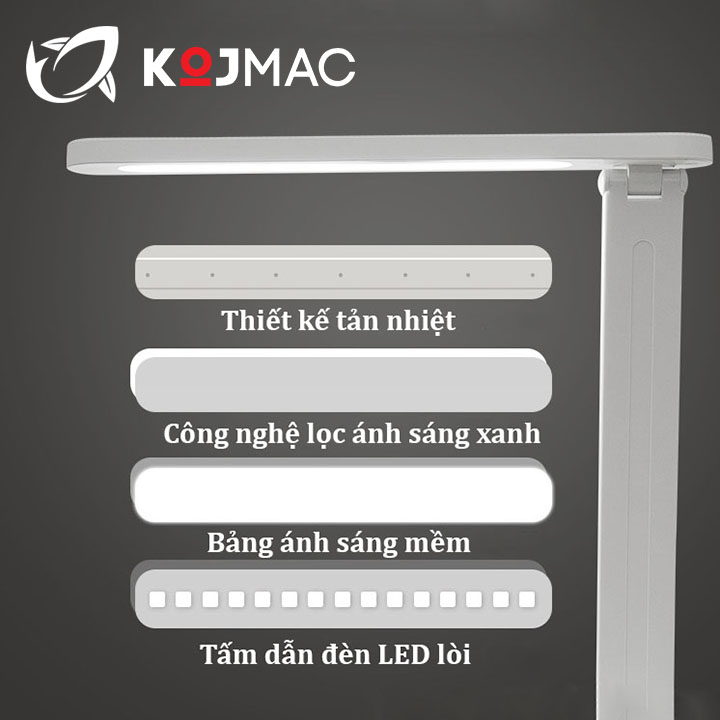 Đèn Học Để Bàn Siêu Sáng KOJMAC Desk Lamp Led Light Smart - Hàng Nhập Khẩu ( Cao Cấp Nhiều Mẫu Size Tùy Chọn, 3 Chế Độ Trắng Ấm Vàng, Thiết Kế Thông Minh Xếp Gọn, Chống Cận Thị Đèn Đọc Sách Tủ Đầu Giường Ngủ ... sạc Pin USB )