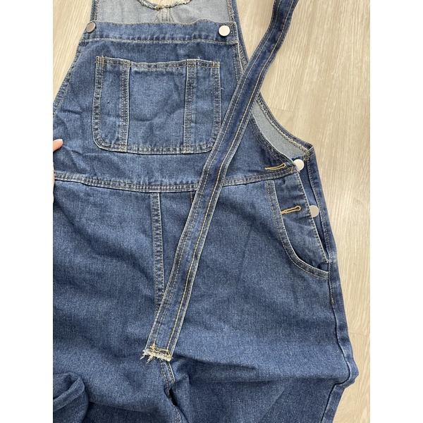 ( Sẵn) Quần yếm jeans ulzzang ống rộng có bigsize móc gài hai dây