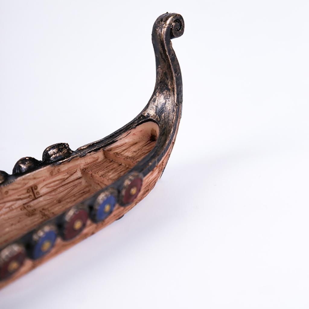 2xDragon on Viking Boat Ornament Incense Censer Resin Incense Stick Holder