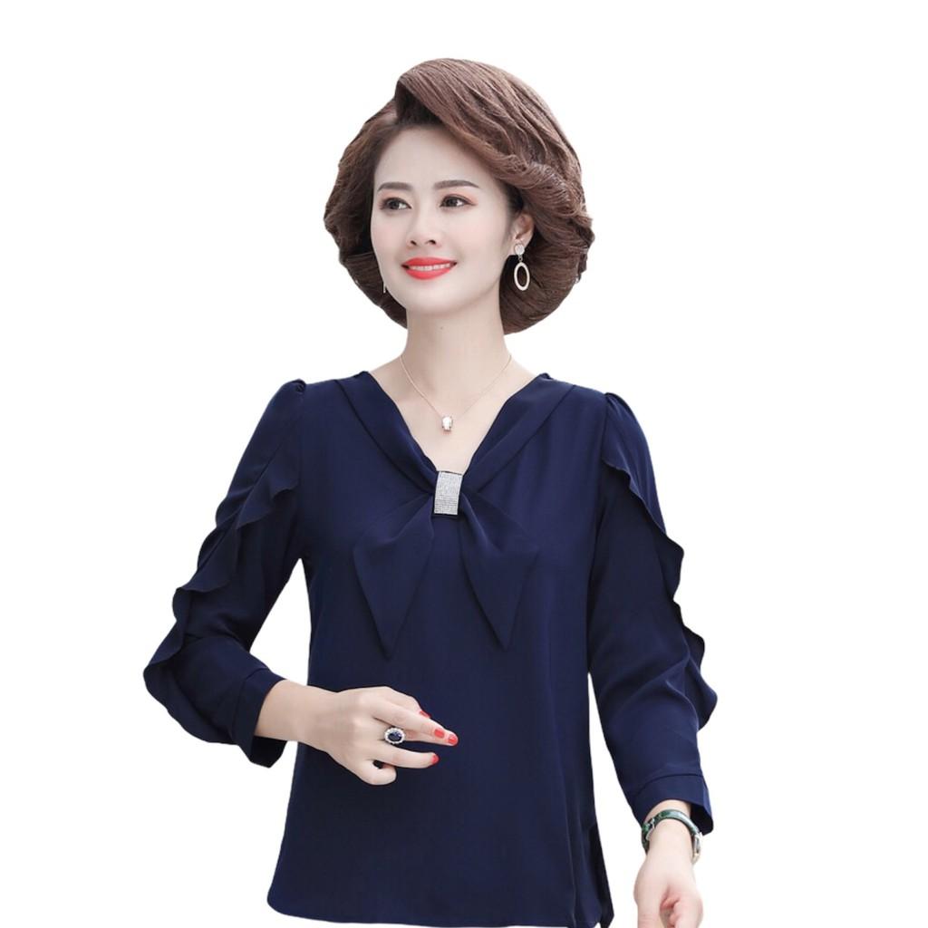 áo kiểu viền bèo thắt nơ trung niên -(thoitrangbigsize05) nh15-121