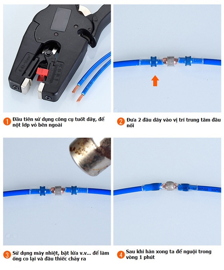 Gói 10 cút nối dây điện tự hàn co nhiệt cho dây điện