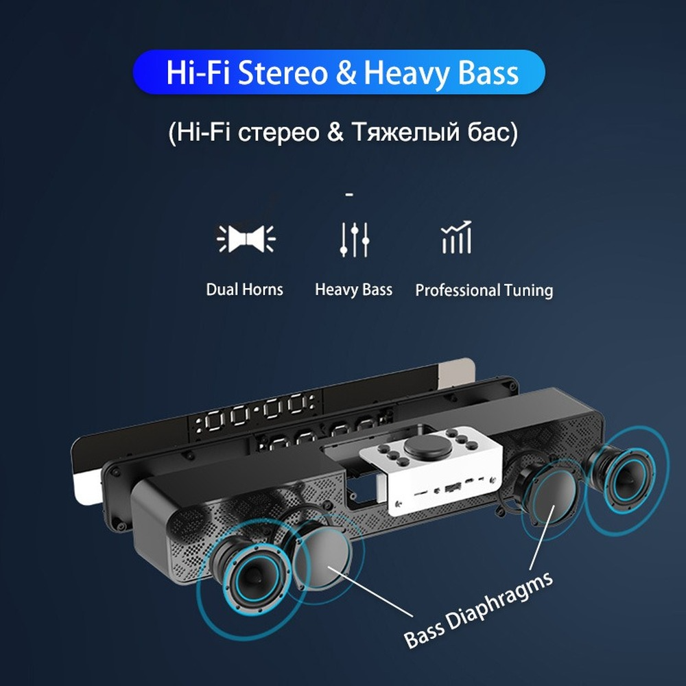 TV LED Sound Bar Đồng hồ báo thức AUX USB Loa Bluetooth không dây có dây Rạp hát tại nhà SoundBar cho PC TV Loa máy tính Màu sắc: G12 Trắng Nâng cấp
