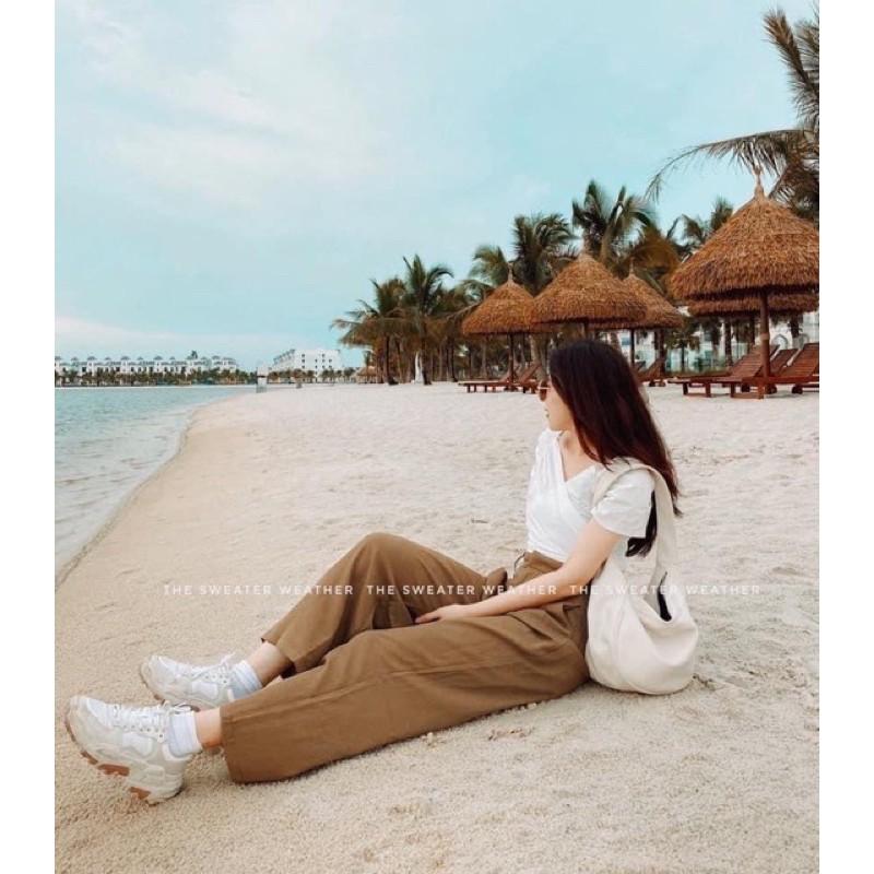 085 - SET ÁO CHÉO QUẦN NÂU RỘNG