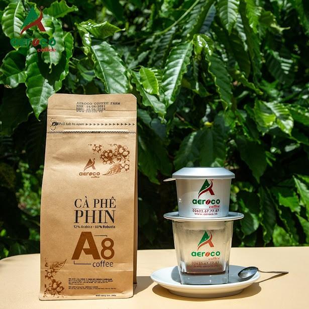 Cà phê AEROCO A8, gói 250g, pha phin, nguyên chất 100% rang mộc hậu vị ngọt thơm quyến rũ