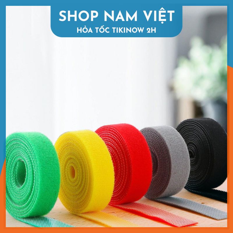 Combo 2 Cuộn Băng Gai Dính Velcro Cỡ 1,5cm - Dây Dính 2 Mặt Quấn Dây Điện, Dây Sạc, Tai Nghe Gọn Gàng - Hàng Chính Hãng NAVIVU