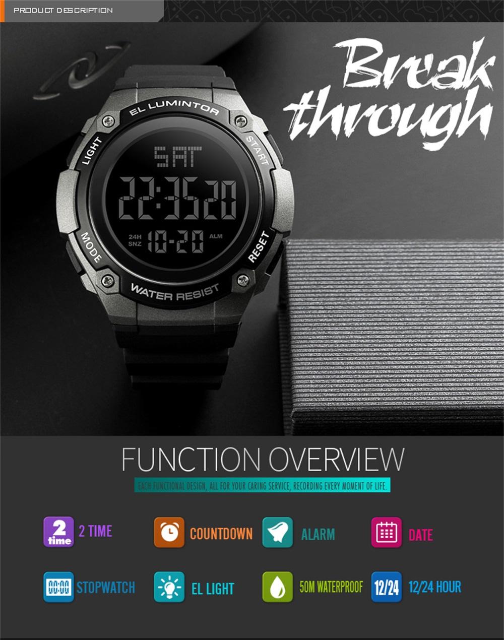 Đồng hồ kỹ thuật số SKMEI 1346 nam dây da không thấm nước